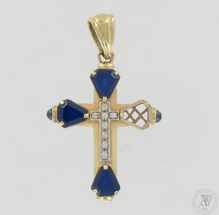 Kiviristiriipus, kaksi kiveä puuttuu, korkeus 59mm, 585br, paino 13,4g