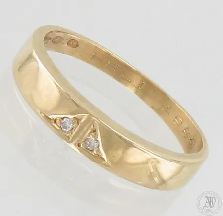 Timanttisormus 2xn.0.005ct, kaiverrettu, koko 18¼, 585, paino 2,5g