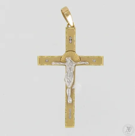 Kiviristiriipus, korkeus 58mm, 750 kelta- ja valkokulta, paino 8,6g
