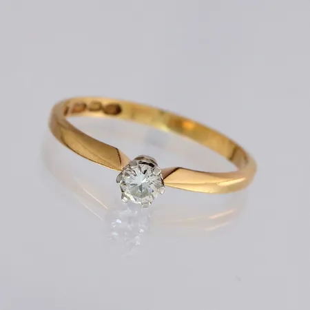 Timanttisormus 1xn.0.16ct, koko 16¾, 750, paino 1,7g