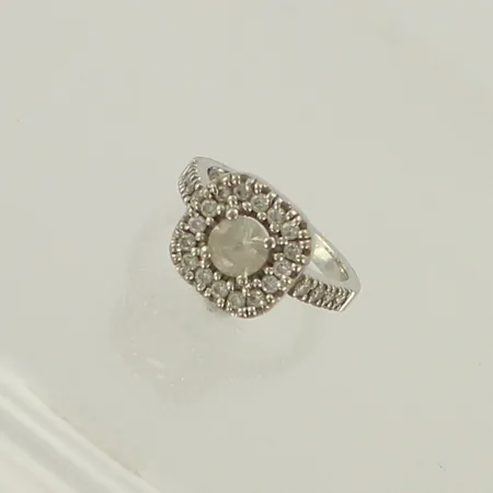 Morganiittisormus timanteilla  24xn.0.02ct, koko 16, 585br valkokulta, paino 5,5g 