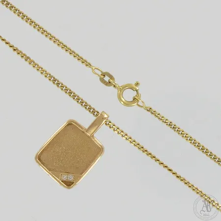 Panssarikaulaketju timanttiriipuksella 2xn.0.01ct, ketjun pituus 51cm, riipuksen korkeus 27mm, 585, paino 7,4g