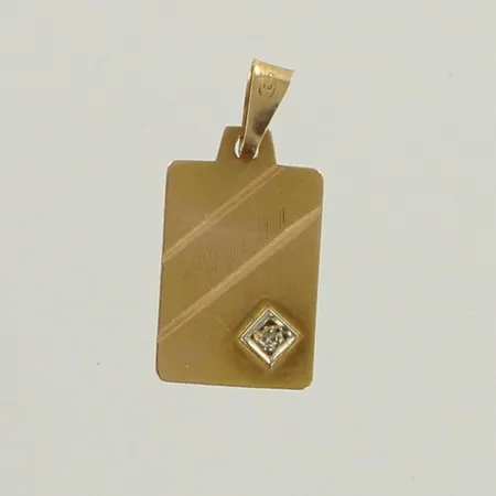 Laatta-riipus timantilla 1xn.0.005ct, kaiverrettu, korkeus 21mm, 585, paino 0,8g