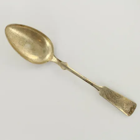 Ruokalusikka, musla, kaiverrettu, pituus 210mm, 813h, paino 52,9g 