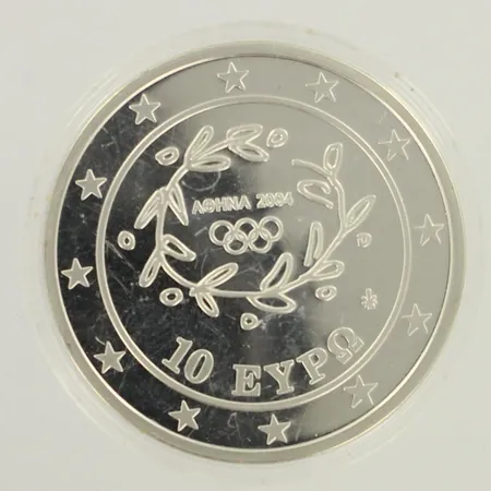 Juhlaraha, 10 euroa, Ateena 2004, 925, paino 34,1g