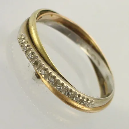 Viallinen timanttisormus 9xn.0.01ct, yksi kivi puuttuu, koko 19, 585, paino 2,6g 