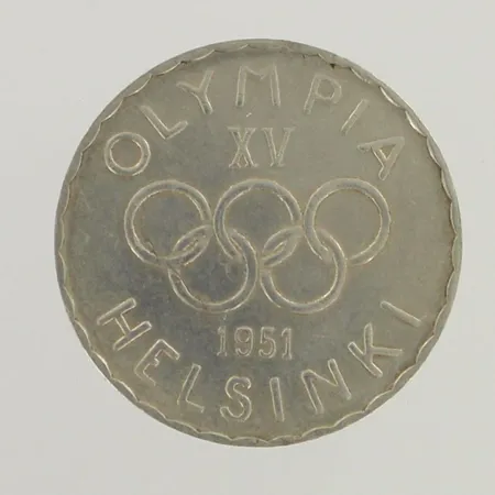 Hopearaha Helsingin Olympialaiset, 1951, 500mk, 500, paino 11,9g