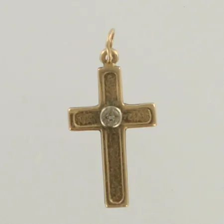 Risti-riipus timantilla 1xn.0.005ct, korkeus 26mm, 585, paino 1,1g 