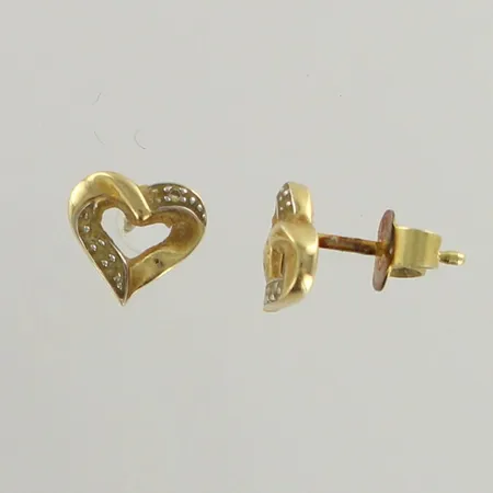 Sydän-korvakorut timanteilla 6xn.0.03ct, korkeus 9mm, 585, paino 1,5g