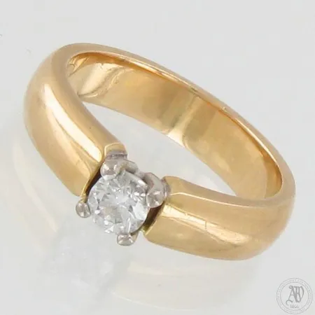Timanttisormus 1xn.0.18ct, koko 15½, 750, paino 6,0g 