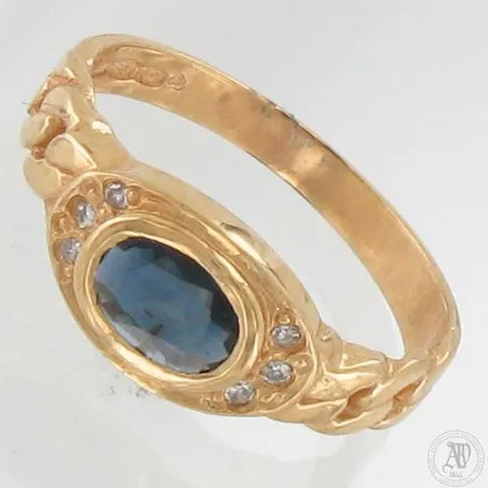 Kivisormus timanteilla 6xn.0.005ct, koko 16½, 585br, paino 2,5g 
