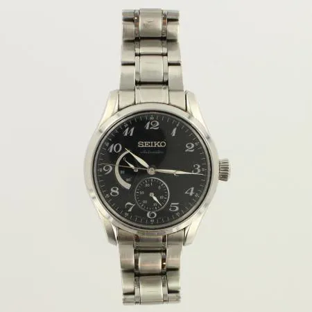Teräsrannekello, Seiko Presage Automatic, rungon Ø40mm, ranneke 20mm, ref. 6R27-00J0 R 2, käytön jälkiä, rannekkeessa kulumaa