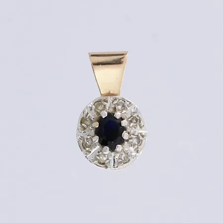 Kiviriipus timanteilla 8xn.0.01ct, korkeus 14mm, 585br kelta- ja valkokulta, paino 0,8g