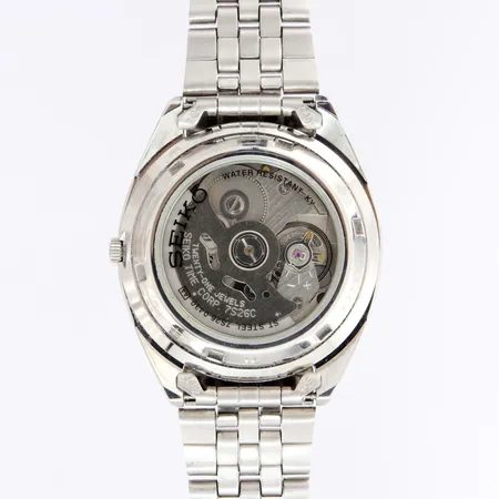 Teräsrannekello, Seiko 5, automaatti, ref. SNXA09, taulun Ø 37mm, espanjalainen päivyri, rannekeen pituus 185mm Lähetetään postipakettina.