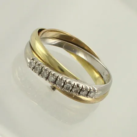 Timanttisormus 9xn.0.02ct, koko 19½, 585 valko- ja keltakultaa, paino 5,1g 