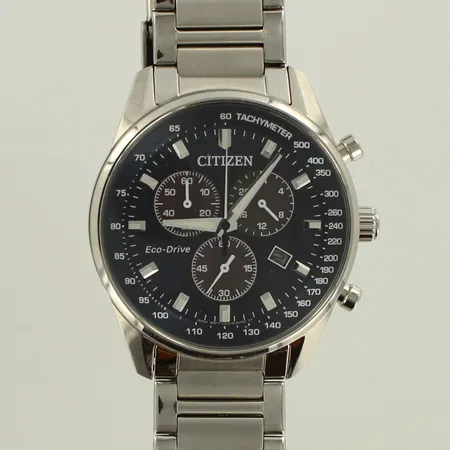 Teräsrannekello, Citizen Eco-Drive, h500-S111064, rungon Ø40mm, rannekkeen leveys 20mm,  lasin yläkulmassa pieni naarmu, takuutodistus