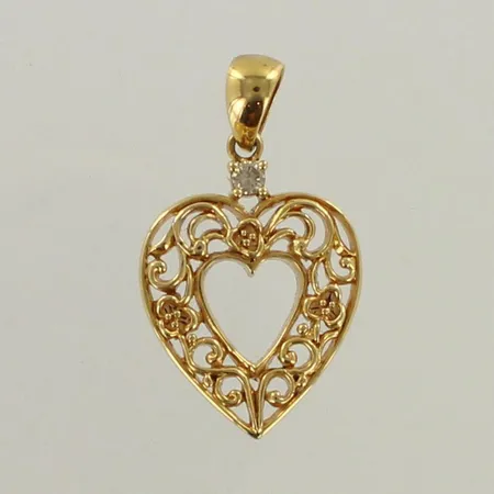 Sydän-riipus timantilla 1xn.0.10ct, korkeus 35mm, 750, paino 7,0g 