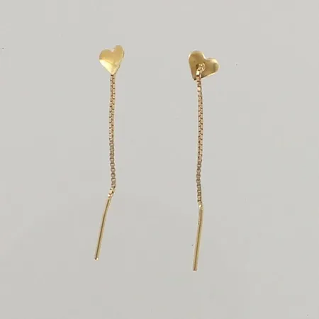 Sydän-korvakorut, korkeus 4mm, 585, paino 0,3g 