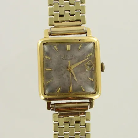 Viallinen kultarannekello, Piaget automatic, ranneke 585, tausta 750, paino 74,5g 