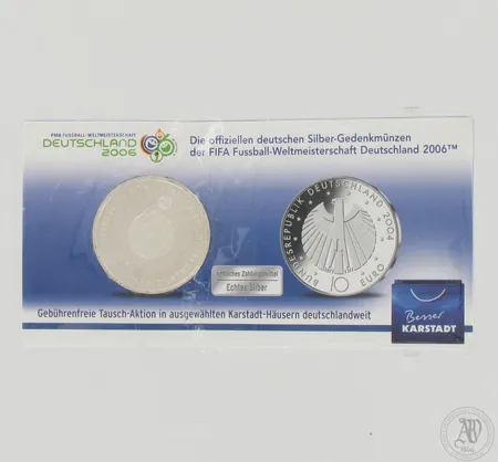 Juhlaraha Saksa, FIFA 2006, nimellisarvo 10 euroa, avaamaton pakkaus, paino 27,1g, 925br