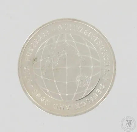 Juhlaraha Saksa, FIFA 2006, nimellisarvo 10 euroa, paino 18,1g, 925