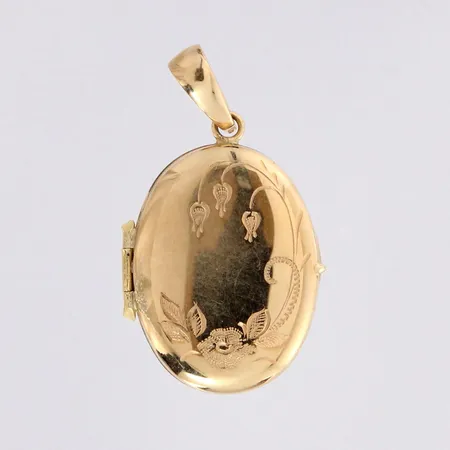 Medaljonki, kaiverrettu, korkeus 29mm, 585br, paino 2,0g