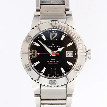 Teräsrannekello, Candino Diver Professional 300M/1000ft, quartz, taulun Ø 41mm, ref. C4262, rannekeen pituus 210mm, laatikko Lähetetään postipakettina.