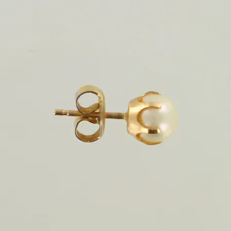 Helmikorvakoru, helmen Ø 6mm, tausta metallia, 585br, paino 0,5g