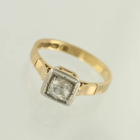 Timanttisormus 1xn.0.42ct (vanhahiontainen), koko 17, 585, paino 3,0g 