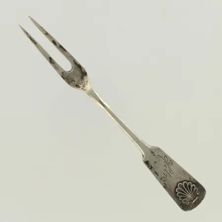 Asettihaarukka, Musla, kaiverrettu, pituus 110mm, 813, paino 10,1g