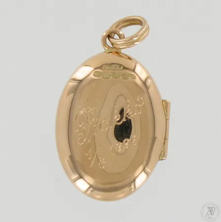 Medaljonki timantilla 1xn.0.11ct, kaiverrettu, korkeus 48mm, Käsityö-leima, 585, paino 19,8g