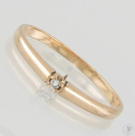 Timanttisormus 1xn.0.005ct, koko 17½, 585, paino 1,2g