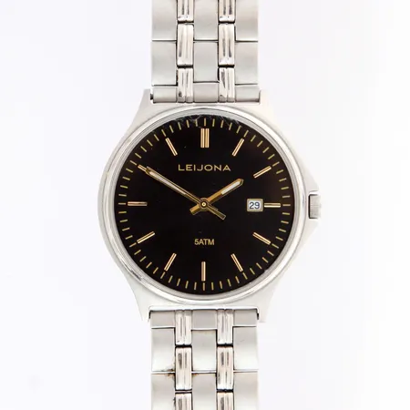 Teräsrannekello Leijona, quartz, taulun Ø39mm, hihnan pituus max. 220mm, paristo loppu.