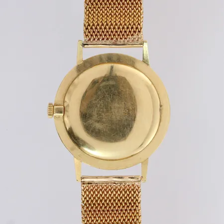Kultarannekello Favre-Leuba Geneve, mekaaninen, rungon Ø 34mm, hihna sekä kello 18K, hihnan pituus 175mm, 750br,  paino 51,0g, hihnassa sekä pleksilasissa kulumia.