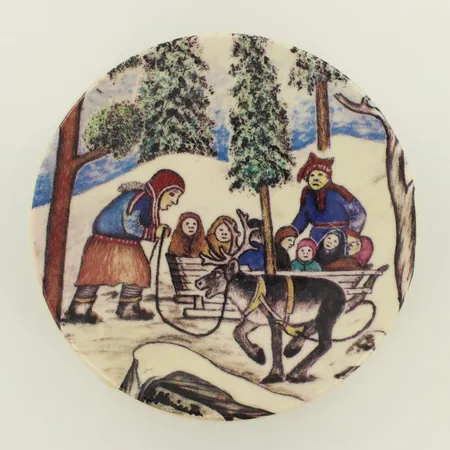 Seinälautanen, A. Alariesto, Arabia, Ø 120mm, Lappalaiset ajanvietepuuhissa, nro 30