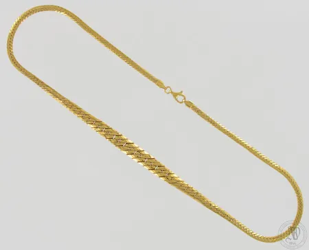 Kaulaketju, pituus 45,5cm, leveys 4-9mm, pieniä käytön jälkiä, 585, paino 10,5g