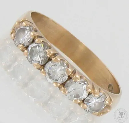 Timanttisormus 5xn.0.16ct, koko 16½, 585, paino 2,4g