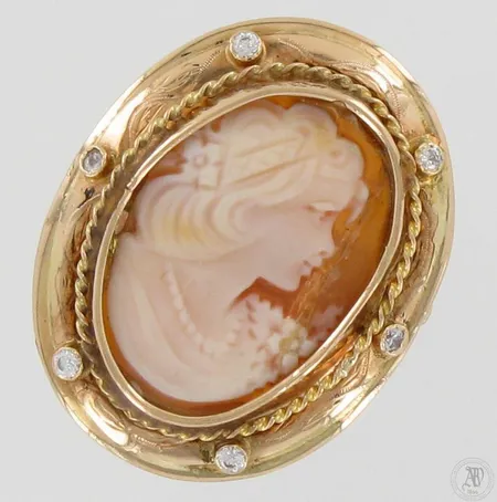 Viallinen camee-sormus kivillä, koko 17, 585br, paino 14,8g