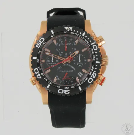 Teräsrannekello Bulova Precisionist chronograph, 200 meters, malli 98B211, takuukuitti voimassa 10.12.2020 saakka, laatikko