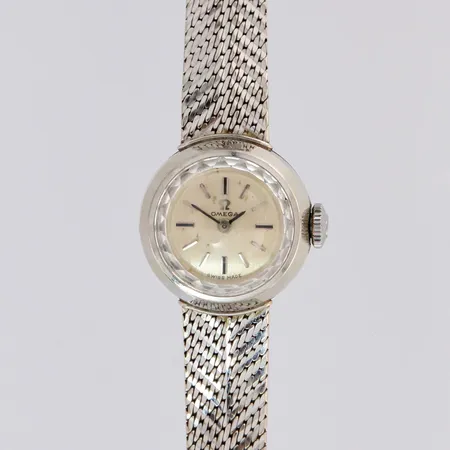 Kultarannekello Omega, mekaaninen, taulun Ø 18mm, hihnan pituus 170mm, 750br valkokulta, paino 24,9g