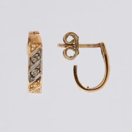 Timanttikorvakorut 4xn.0.005ct, korkeus 10mm, 585 kelta- ja valkokulta, paino 1,5g