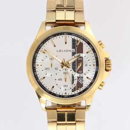 Teräsrannekello Leijona Chronograph Quartz, ref.5020-2283, hihnan pituus 165mm, rasia ja takuutodistus