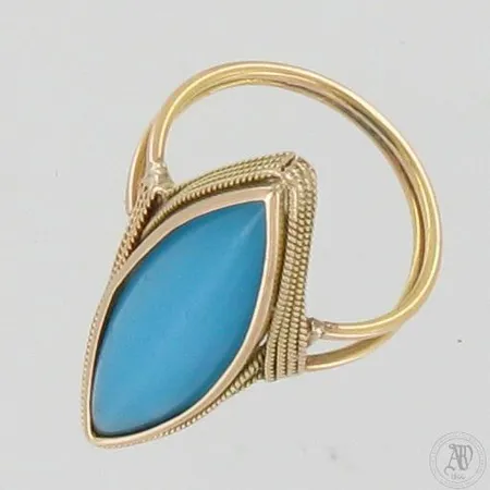 Kivisormus, kiven istutus hieman löystynyt, mitat päältä 11x29mm, koko 16½, 585br, paino 4,2g