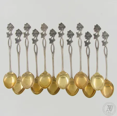 12 kahvilusikkaa Ruusu, pituus 116mm, 830, paino 99,0g