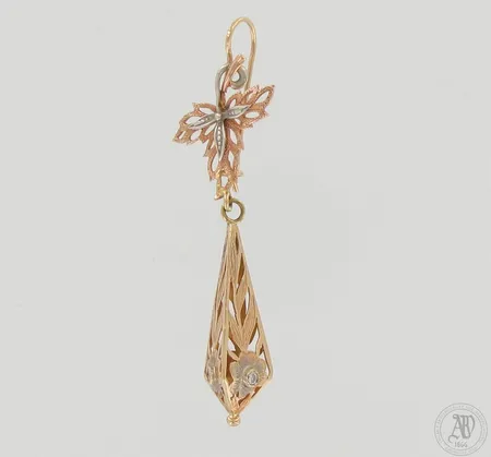 Kivikorvakoru, korkeus 80mm, 585br kelta-, valko- ja punakulta, paino 7,4g