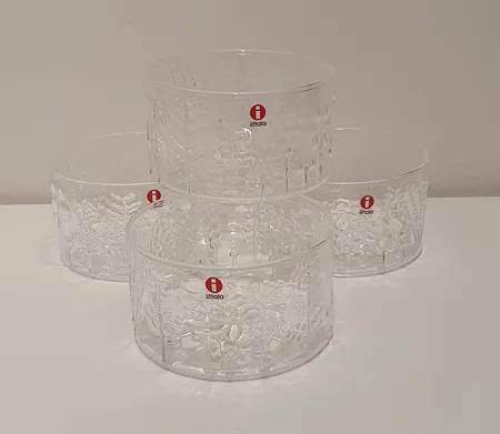 Neljä kirkasta kulhoa, Ø.100mm, Iittala Finland Flora, design Oiva Toikka