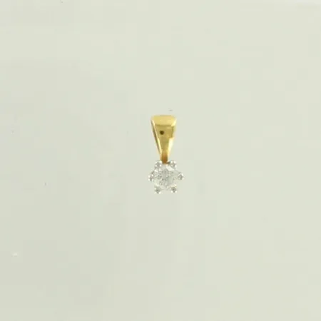 Timanttiriipus 1xn.0.10ct, korkeus ja leveys 10mm ja 5mm, 750 valko- ja keltakulta, paino 0,6g 
