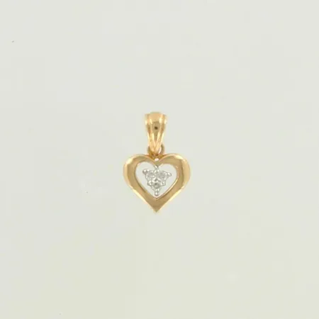 Sydän-riipus timanteilla 3xn.0.01ct, korkeus ja leveys 15mm ja 10mm, 585, paino 1,3g 