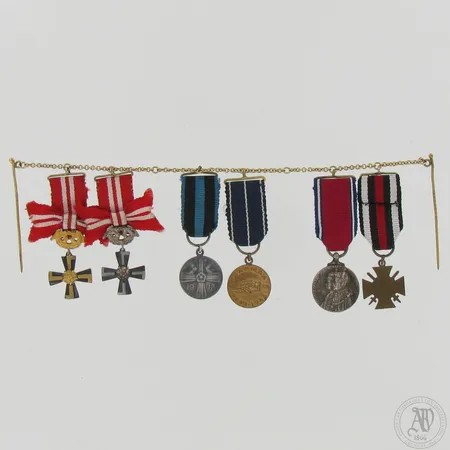 Minimitalinauha, VR3mk, VR 4 mk, Vs. mm., Js. mm., Britannian juhlamitali ja Saksa kunniaristi - 1914 - 1918. 