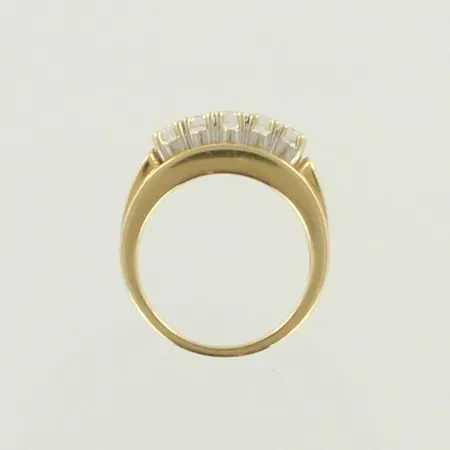 Timanttisormus 5xn.0.09ct, koko 17, 585 kelta- ja valkokulta, paino 7,7g 